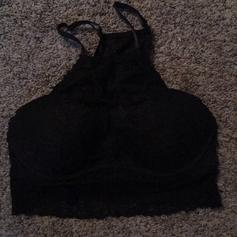 Pink black padded bralet.